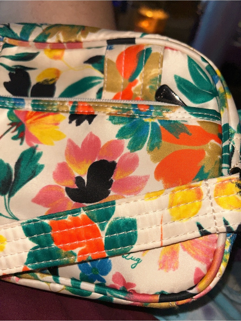 Lug Crossbody Bag in multi color pattern in yellow orange green blue design